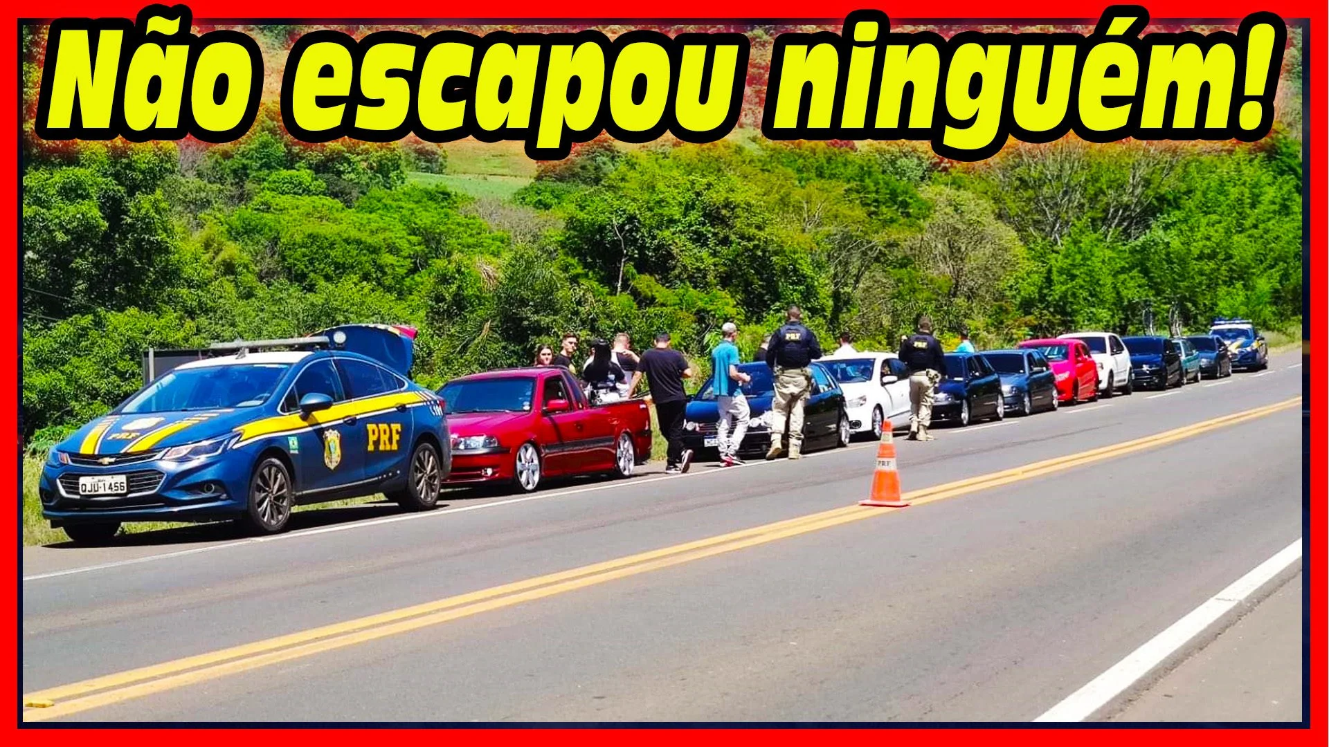 PRF Flagra comboio de veículos rebaixados na BR282