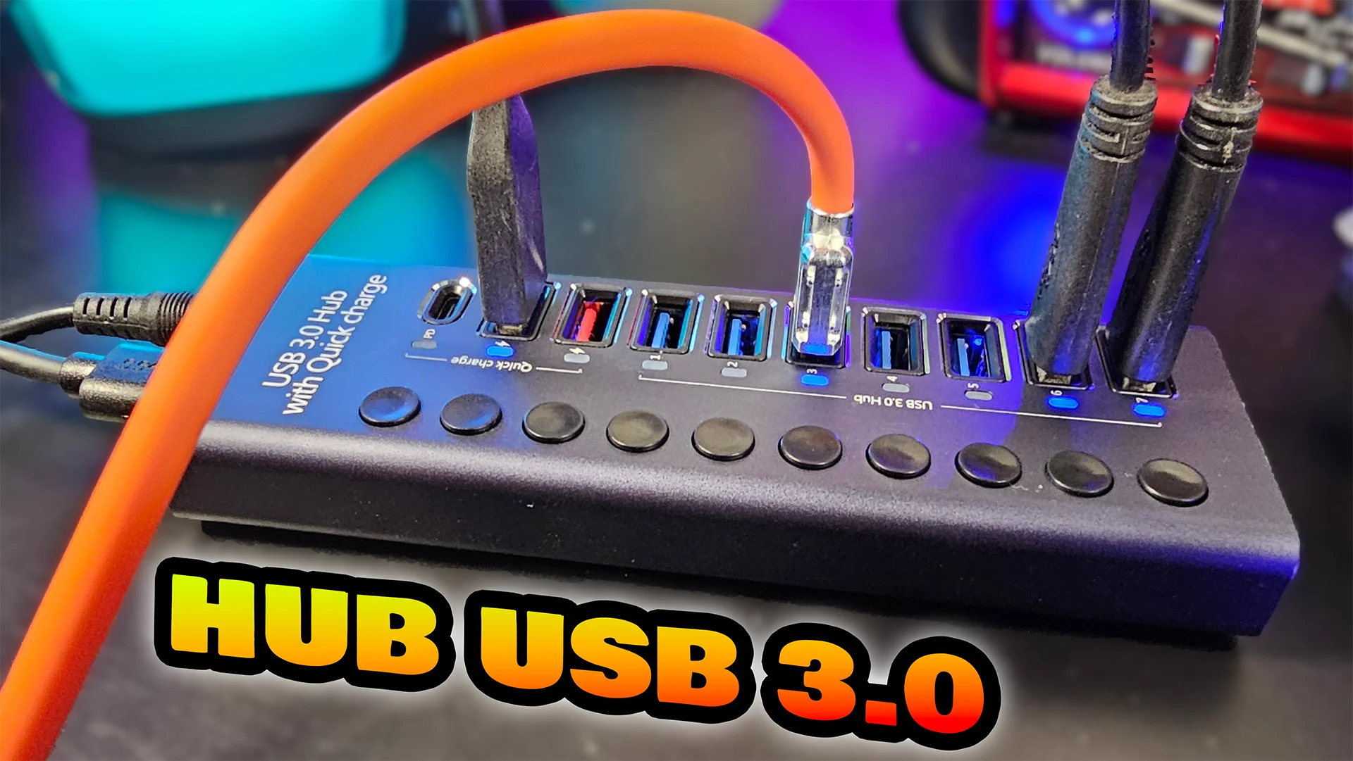 HUB USB 3.0 com fonte de alimentação de 12V