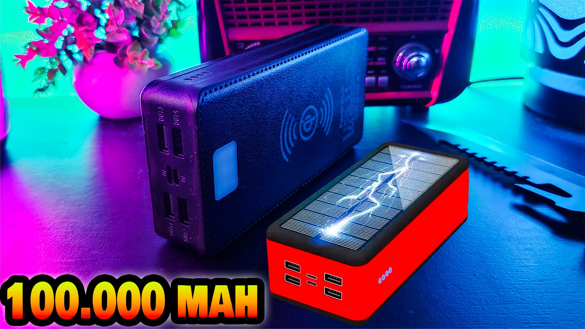 Power Bank Solar Carregamento por Indução 100.000 mAh!