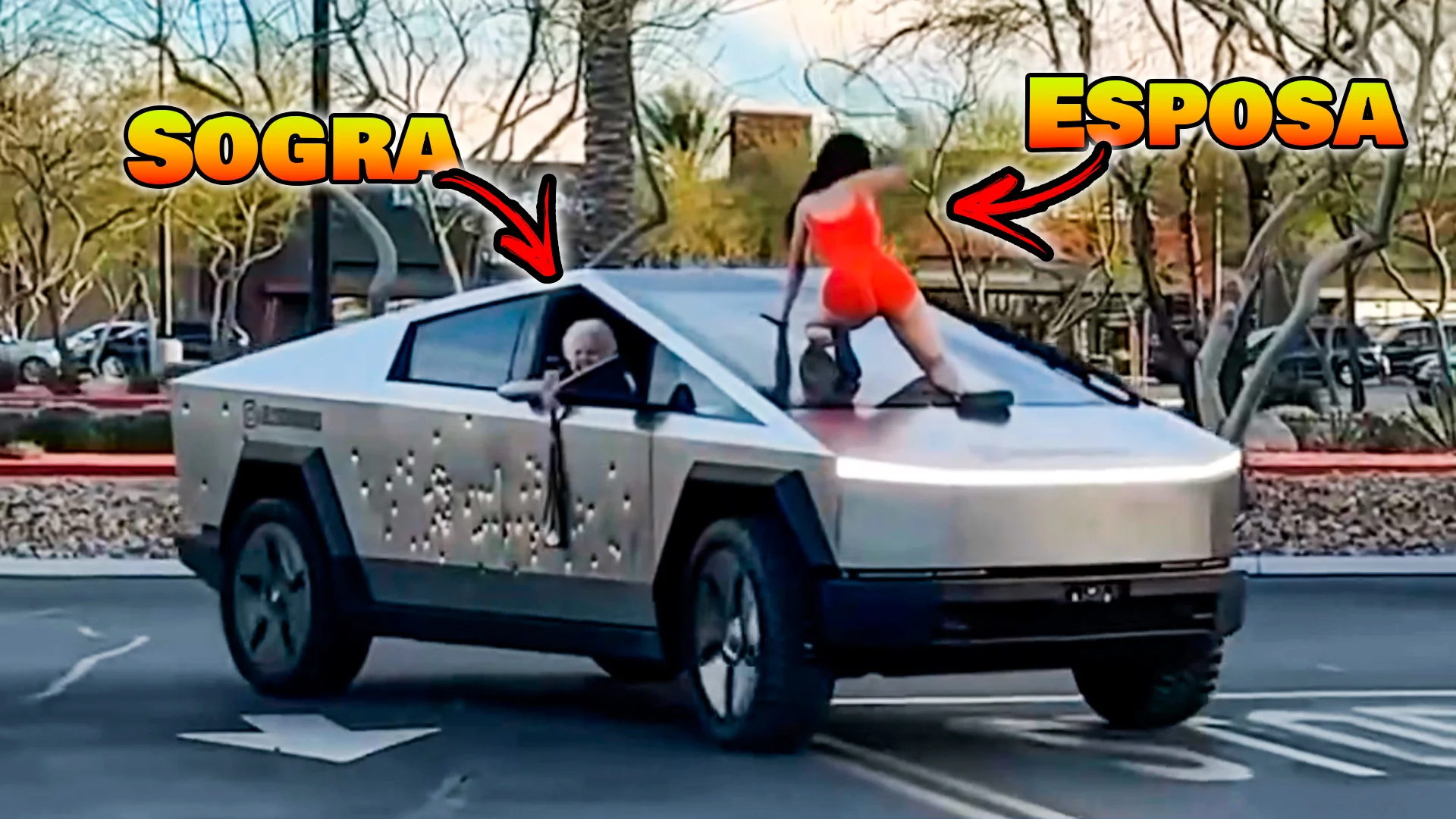 Nem um Cybertruck é capaz de suportar esposa e sogra juntas!