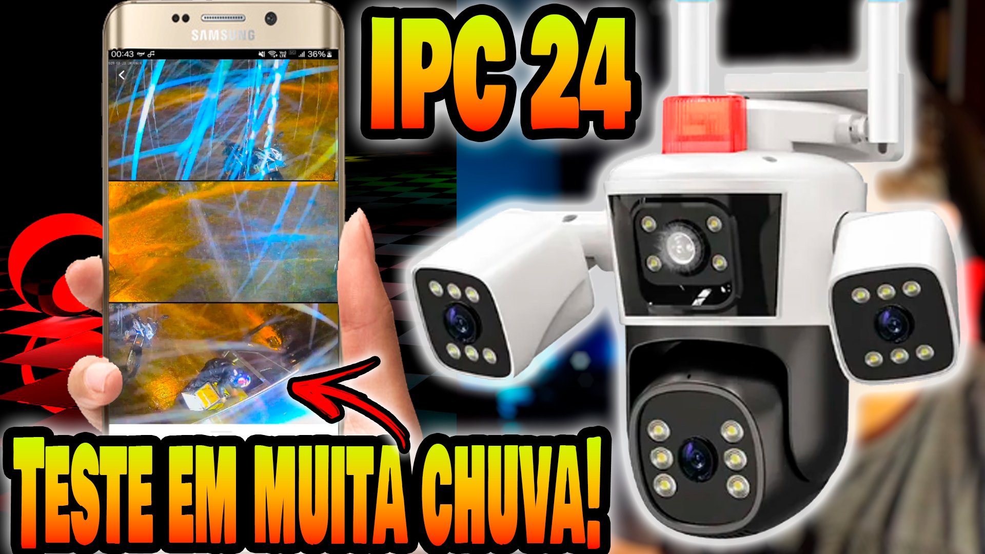 Teste câmera de segurança IPC24 em meio a muita chuva!