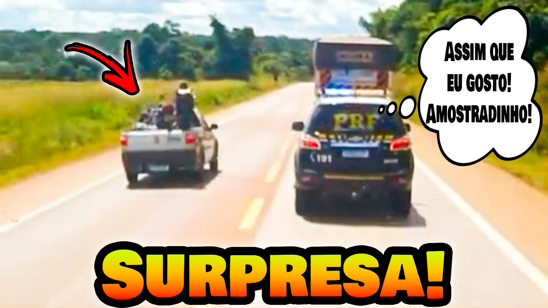 PRF estava entre os caminhões, o amostradinho não viu e se lascou!