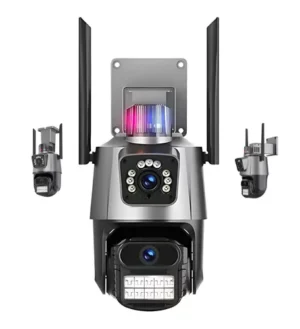 Camera Segurança Externa Lente Dupla Sirene Policial Wifi