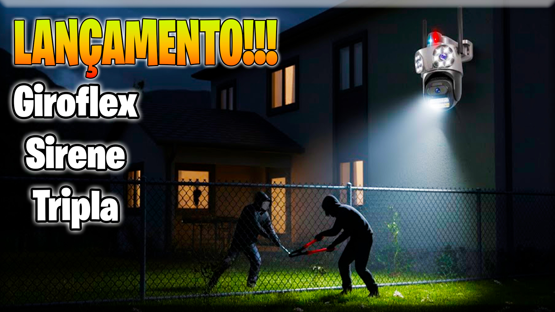 câmera de segurança com sirene lente tripla